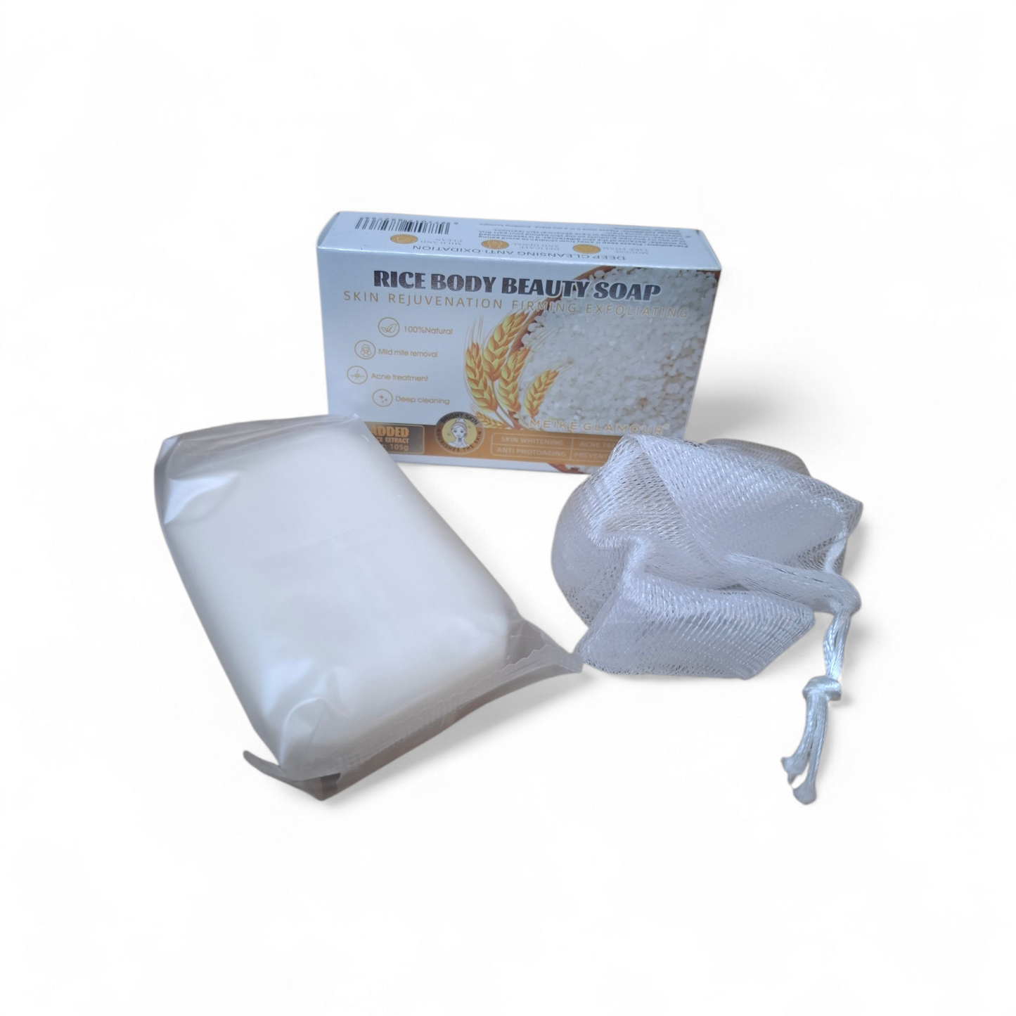 Jabon arroz con bolsita de seda