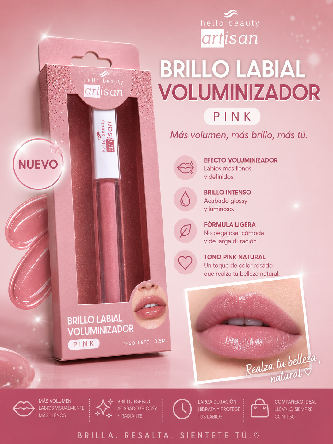 Labial pink rose gloss