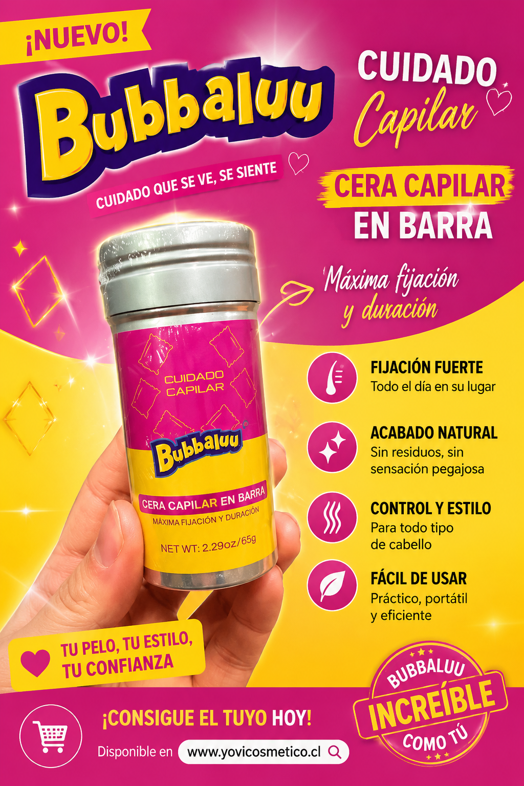 Cera en barra capilar tutifruti bubbaluu