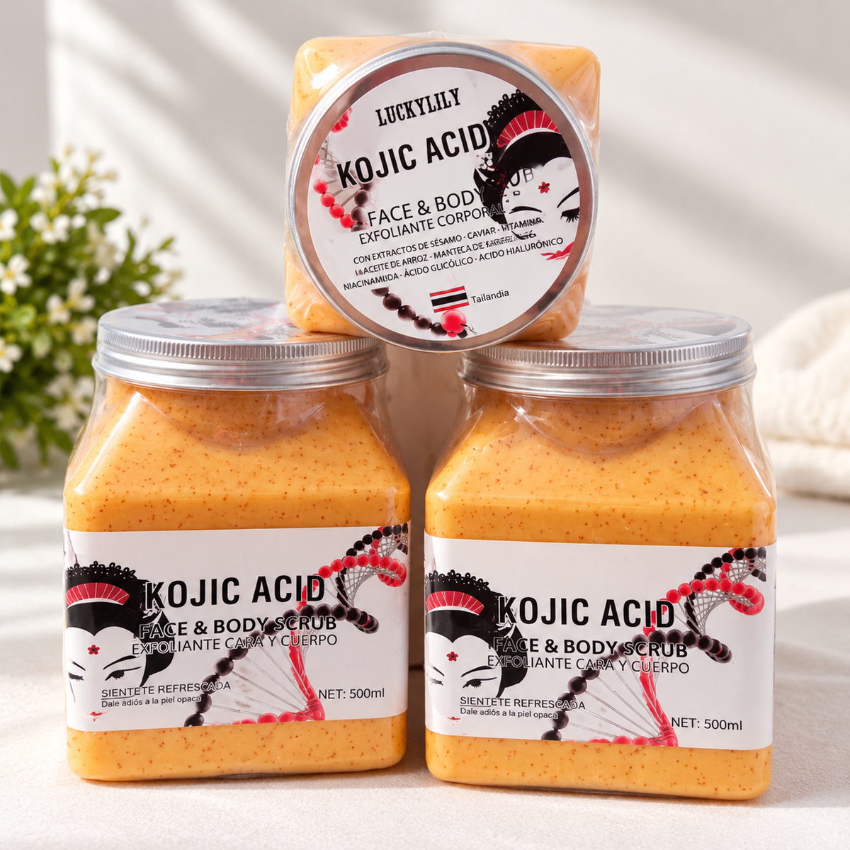 EXFOLIANTE FACIAL Y CORPORAL KOJIC ACID – 500 ML 💖