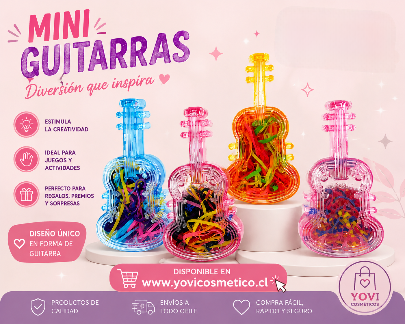 Mini guitarra con elásticos