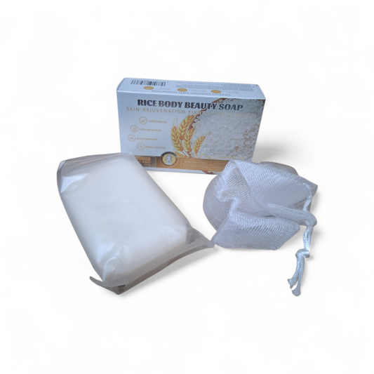 Jabon arroz con bolsita de seda