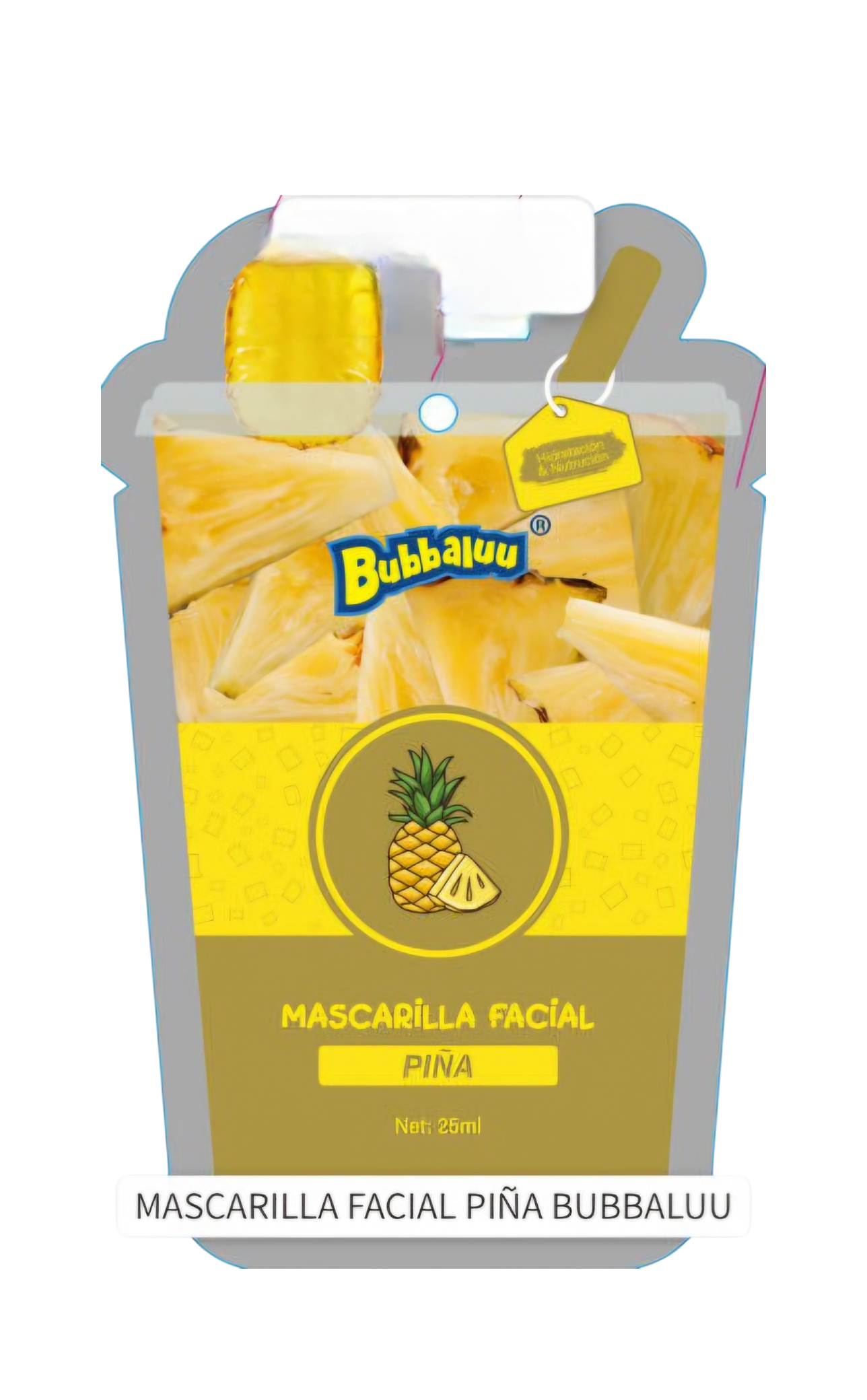 Mascarilla facial de tela piña 🍍 bubbaluu