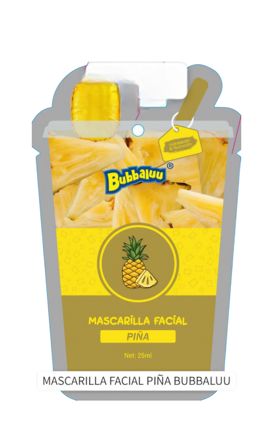Mascarilla facial de tela piña 🍍 bubbaluu