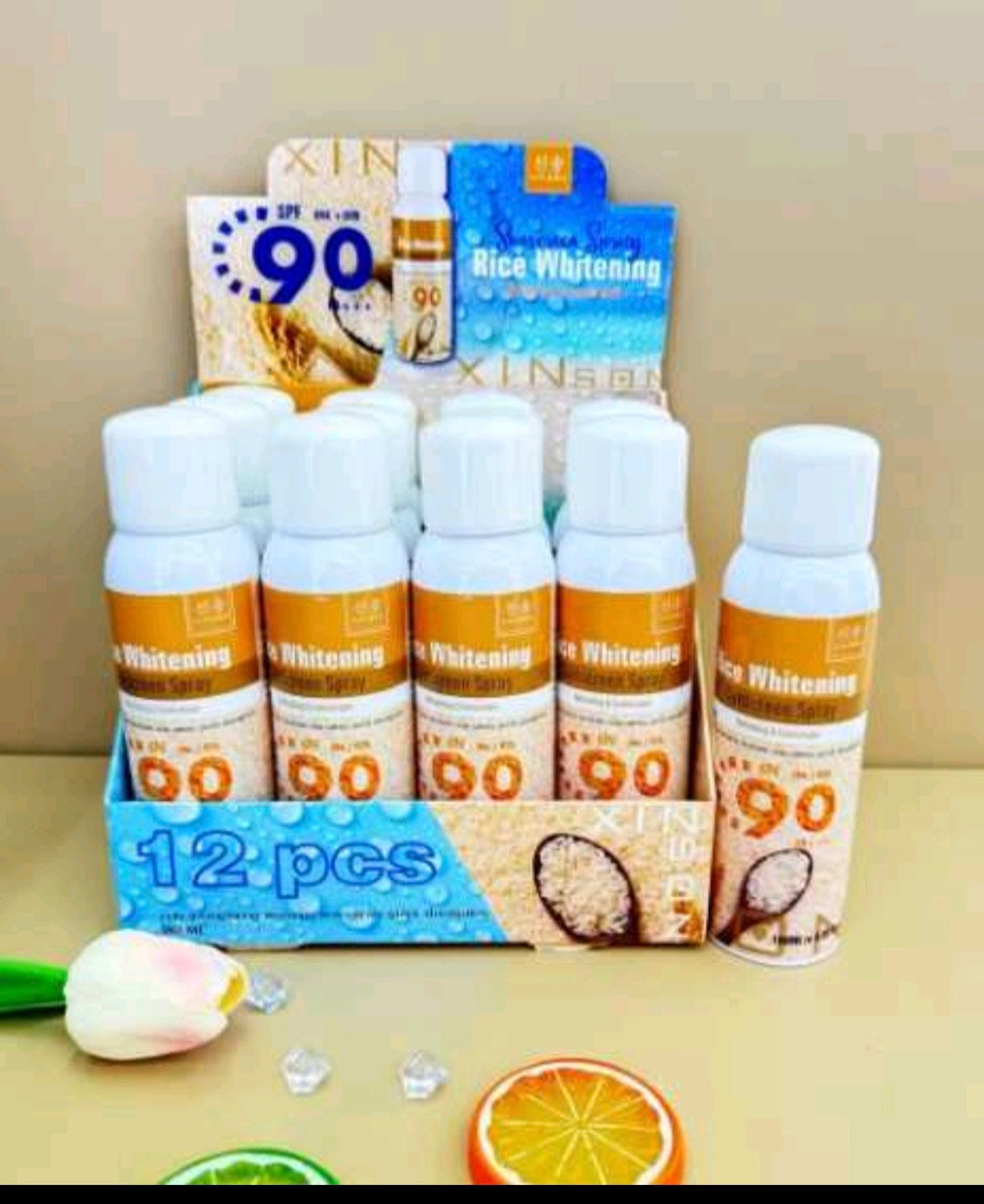 Protector solar en spray de arroz