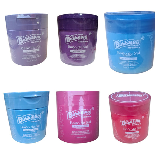 Caja 6 exfolentes 1 por aroma facial y corporal bubbaluu