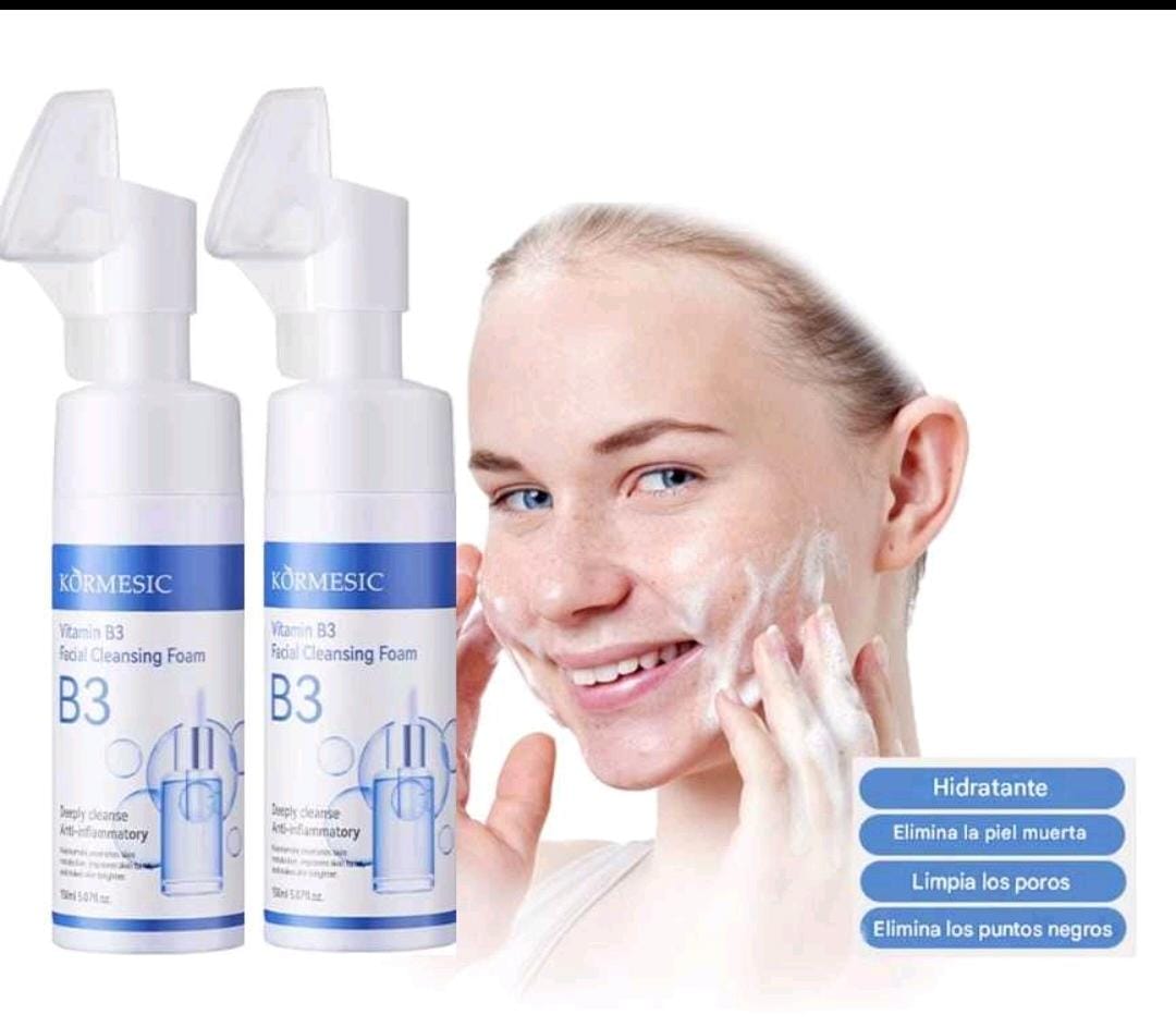 Espuma con vitamina B3 y ácido hialuronico