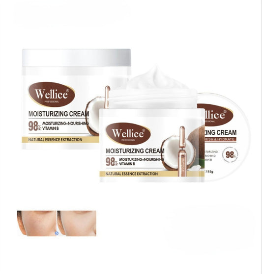 Crema de coco con vitamina E y ácido hialuronico