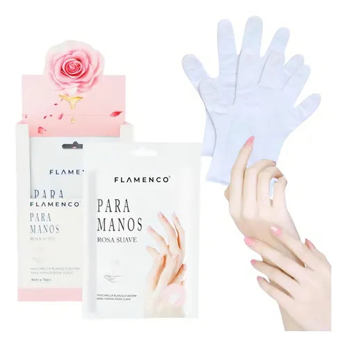 Guantes hidratantes manos rosas