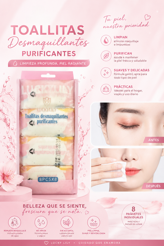 Set 8 toallitas desmaquillantes